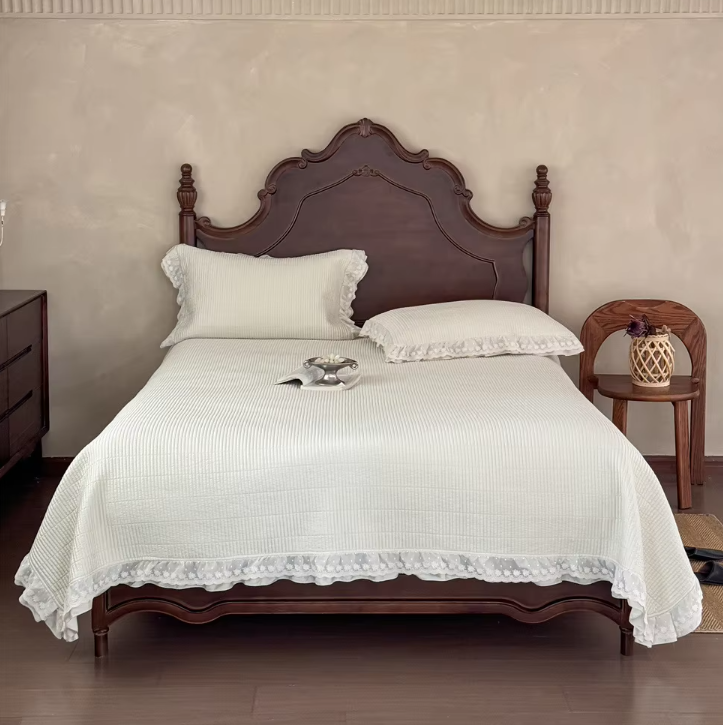 レース生地のプリントキルト